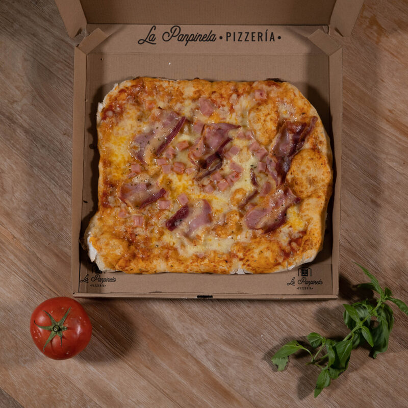 Pizza artesana en caja La Panpinela Longinos