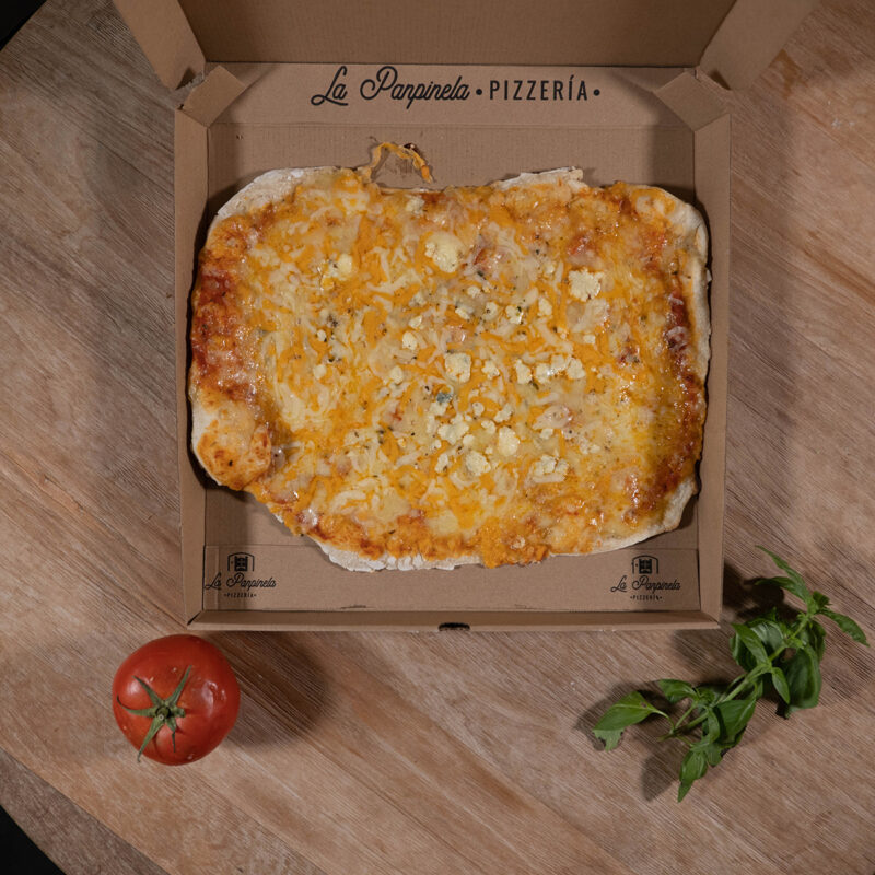 Pizza artesana en caja La Panpinela Prehistoria